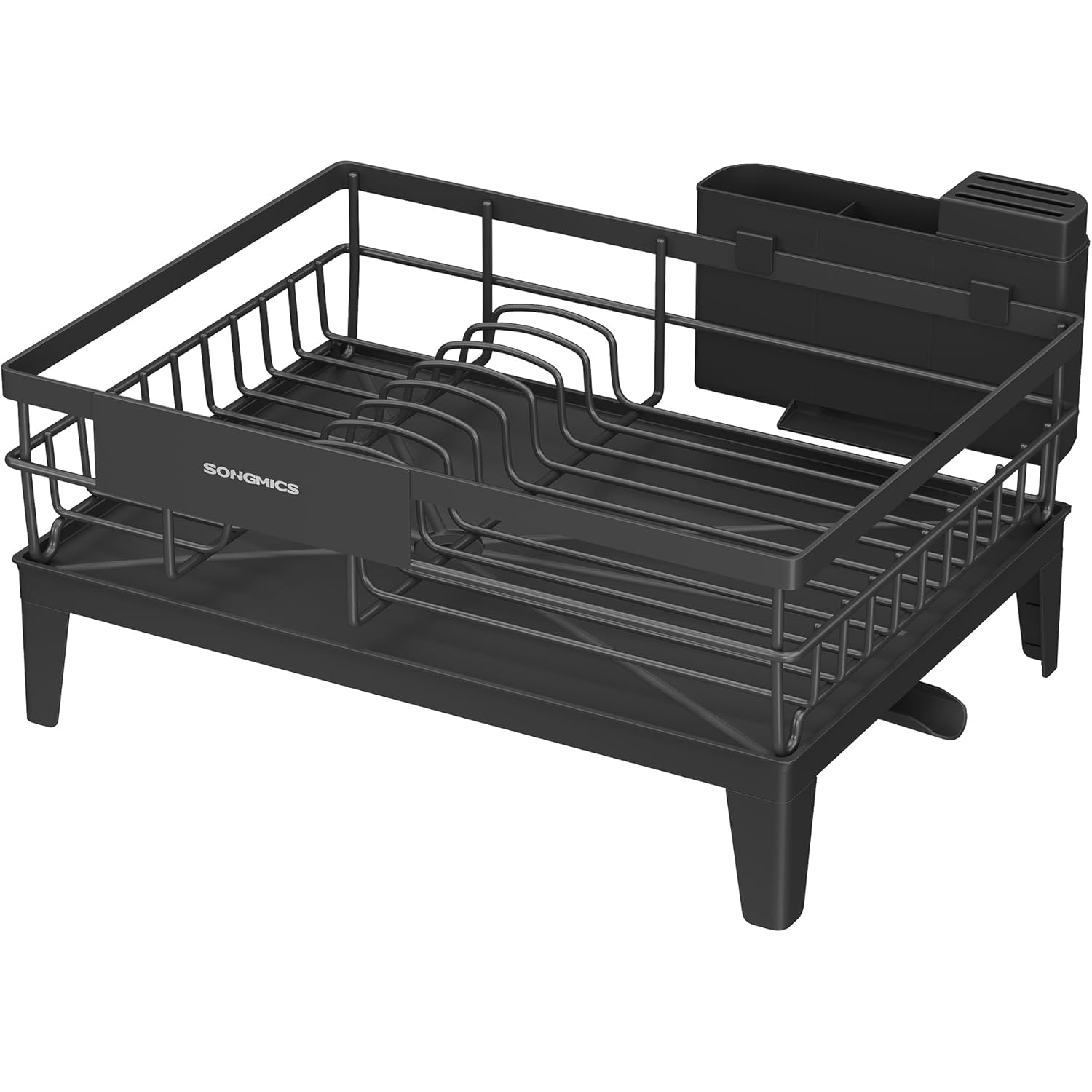 KCS550B01 Suport vase metalic, cu tava si scurgere mobila direct in chiuveta, 31x42x19 cm, negru Mob360 - imagine 1