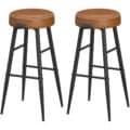 VASAGLE Set 2 scaune bar Ekho, tapitate PU, inaltime sezut 76 cm, 52x76 cm, maro caramel Mob360