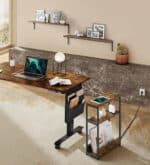 VASAGLE Masuta ingusta cu priza si porturi de incarcare USB, 3 rafturi, 45x18x58 cm, maro rustic Mob360 - imagine 6