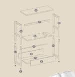 VASAGLE Masuta ingusta cu priza si porturi de incarcare USB, 3 rafturi, 45x18x58 cm, maro rustic Mob360 - imagine 7