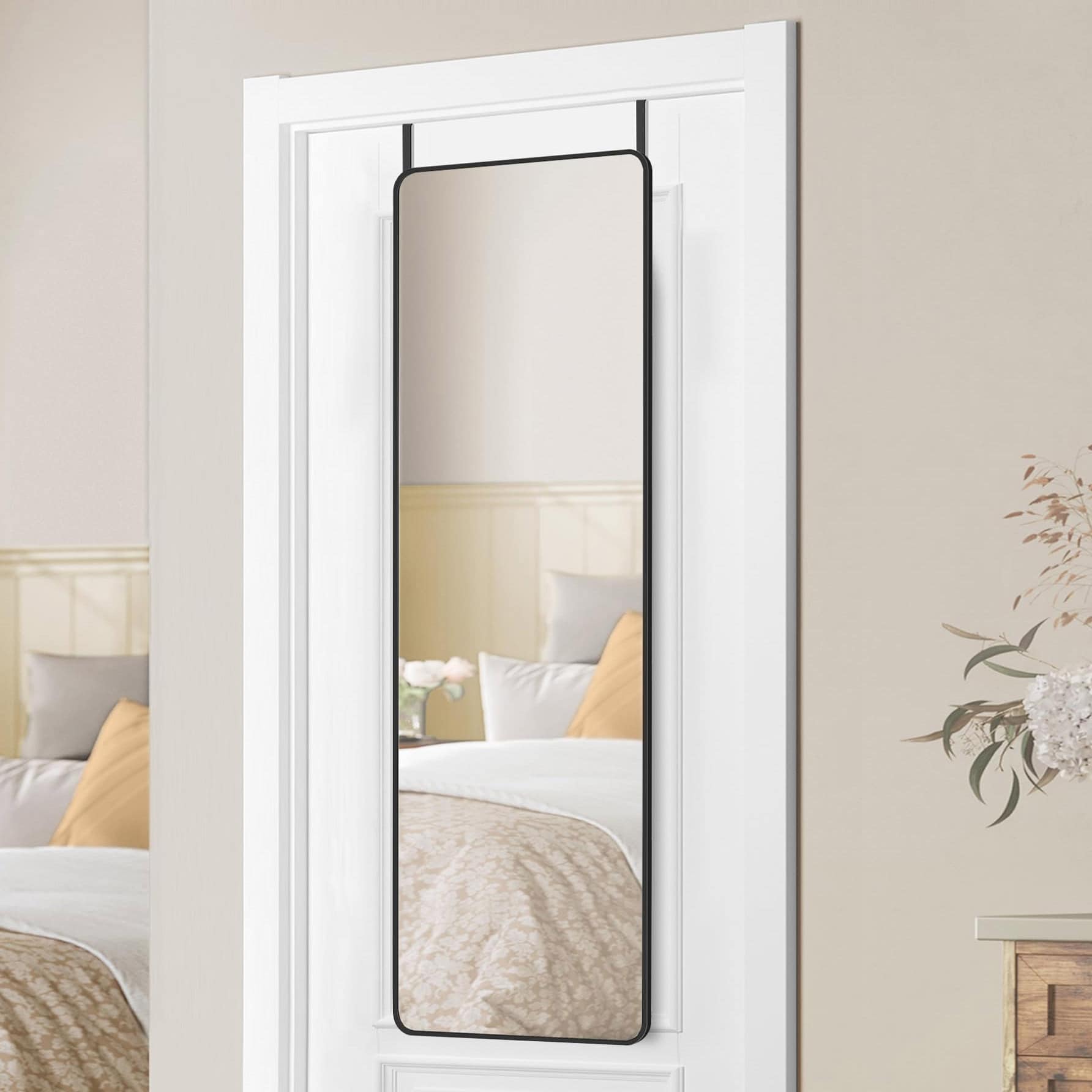 LFM032B01 Oglinda mare de perete sau usa, rama aluminiu si sticla securizata, 120x40 cm, negru Mob360 - imagine 1