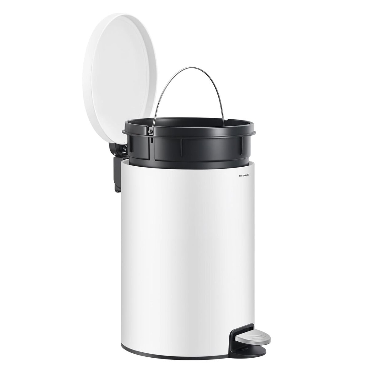 LTB021WZ01-5 Cos de gunoi cu pedala 20L, capac soft close, galeata interioara detasabila, otel si plastic, 30x37x44 cm, alb Mob360 - imagine 1