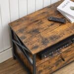 VASAGLE Comoda TV cu 2 sertare si 2 rafturi, cadru metalic, stil industrial, 120x40x50 cm, maro rustic Mob360 - imagine 4