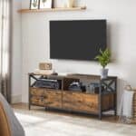 VASAGLE Comoda TV cu 2 sertare si 2 rafturi, cadru metalic, stil industrial, 120x40x50 cm, maro rustic Mob360 - imagine 5