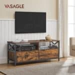 VASAGLE Comoda TV cu 2 sertare si 2 rafturi, cadru metalic, stil industrial, 120x40x50 cm, maro rustic Mob360 - imagine 7