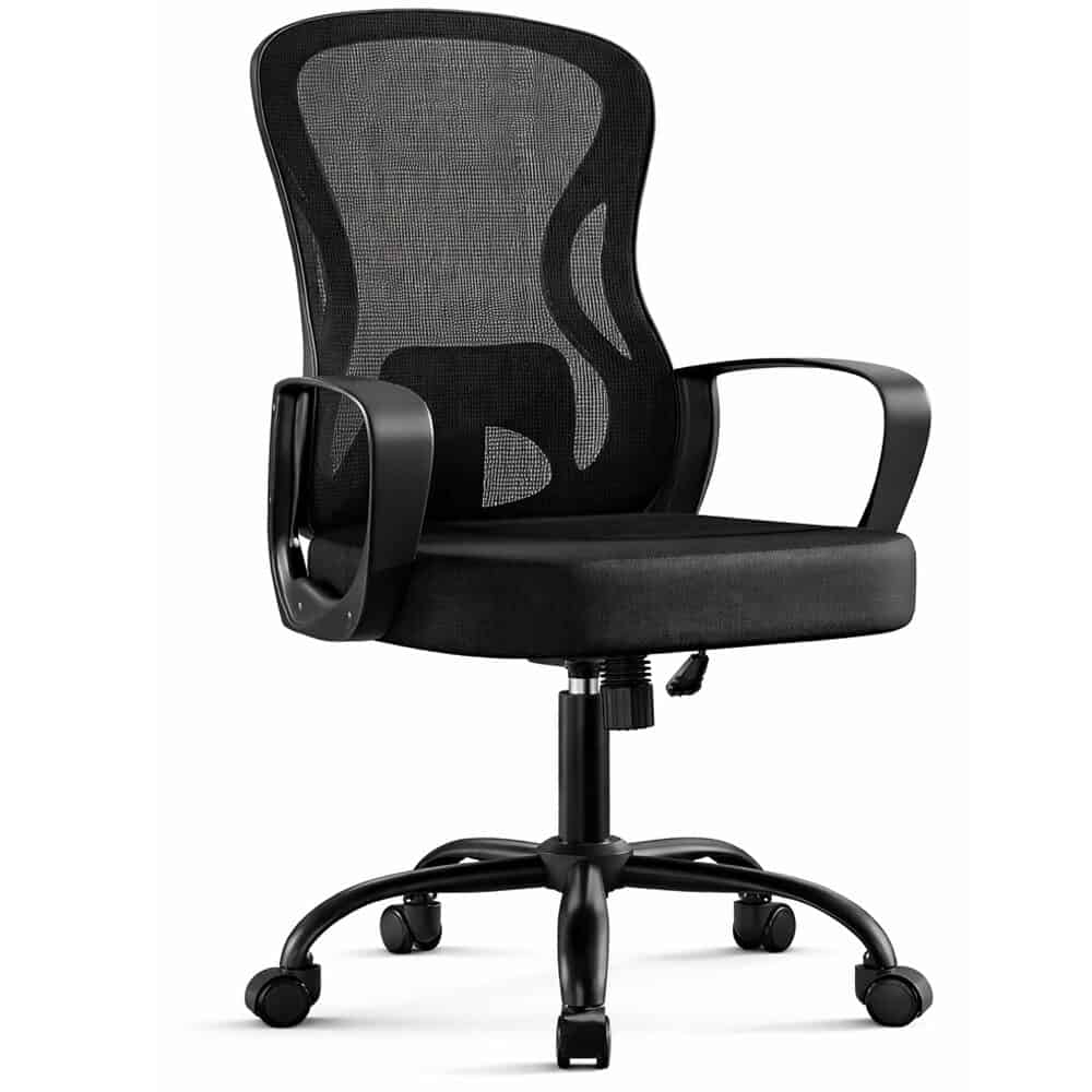 OBN043BH02-1-rotated Scaun de birou ergonomic, spatar mesh cu suport lombar, reglabil pe inaltime, baza metalica, 60x60x106 cm, negru Mob360 - imagine 1