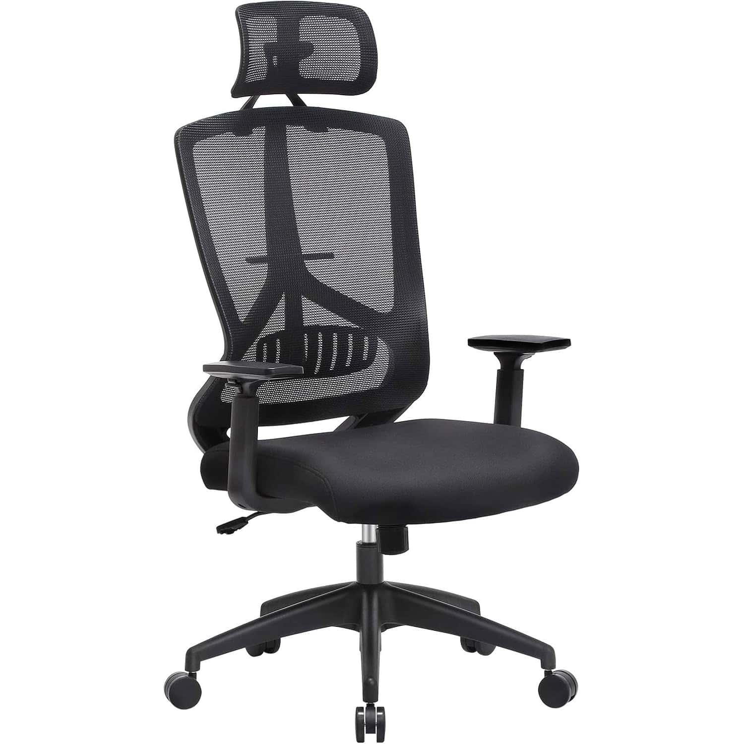 OBN53BK-7 Scaun de birou ergonomic cu tetiera si suport lombar, reglabil, mecanism balans, maxim 120 kg, 70x70x133 cm, negru Mob360 - imagine 1