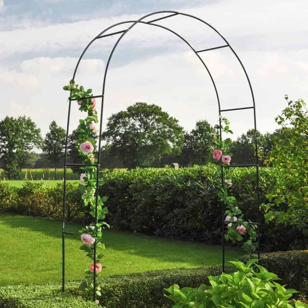 PERG-N3214-3 Pergola gradina pentru plante cataratoare cu ancore montaj, structura otel, 140x38x240 cm, verde Mob360 - imagine 1
