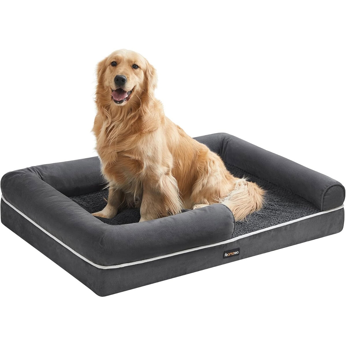 PGW077G01-9 FEANDREA Pat ortopedic pentru caini, cu margini inaltate si husa detasabila, 106x80x20 cm, gri inchis Mob360 - imagine 1
