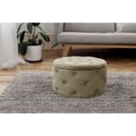 Taburet Alia cu spatiu depozitare, tapitat cu velur, 55x30 cm, bej Mob360 - imagine 2