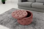 Taburet Alia cu spatiu depozitare, tapitat cu velur, 55x30 cm, roz Mob360 - imagine 6