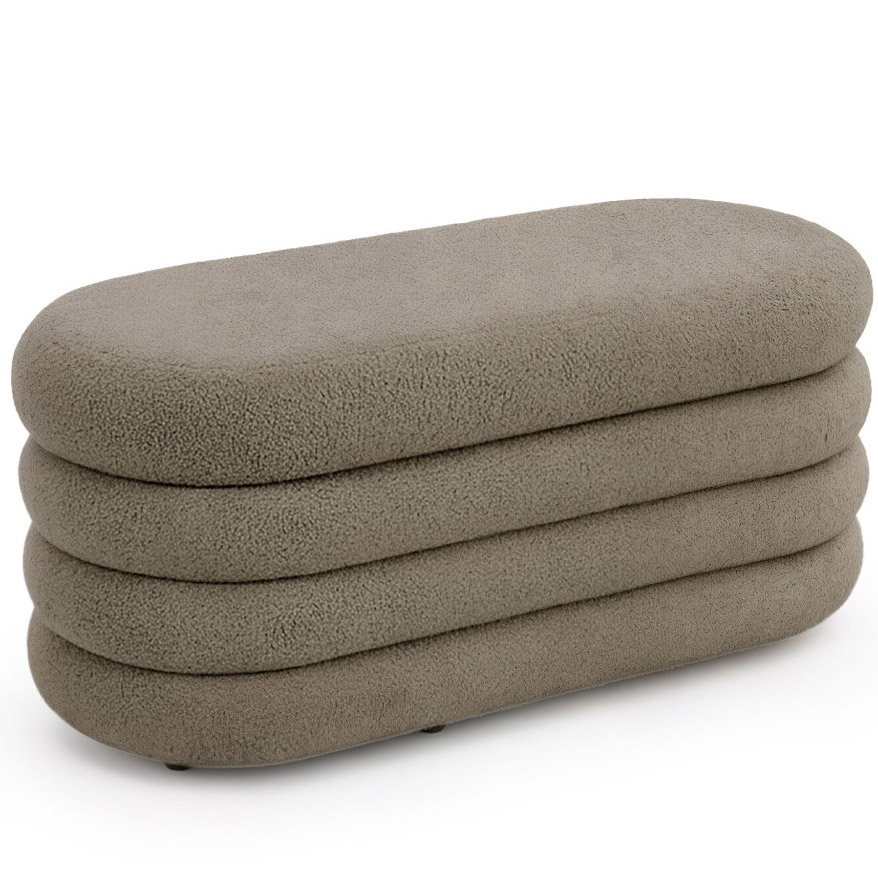 PUPUFFO-MO Taburet tapitat Puffo cu spatiu de depozitare, velur, 100x42x42 cm, maro mocha Mob360 - imagine 1