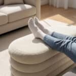 Taburet tapitat Puffo cu spatiu de depozitare, velur, 100x42x42 cm, crem Mob360 - imagine 6