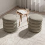 Taburet tapitat Snuggo cu spatiu de depozitare, velur, diametru 42 cm, inaltime 45 cm, maro mocha Mob360 - imagine 6