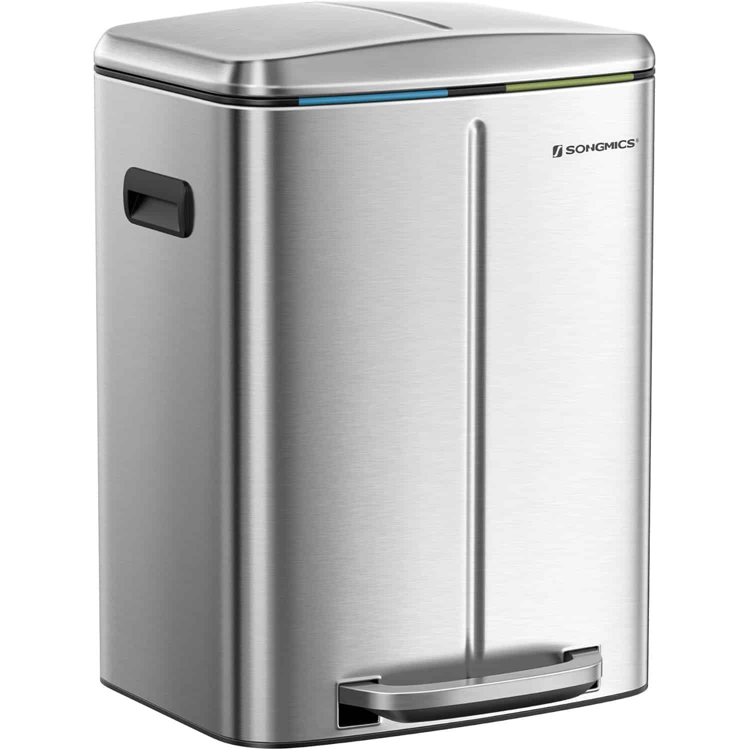 Untitled-10 Cos de gunoi dublu colectare selectiva 2x20L, cu pedale si capac soft close, galeata interioara, otel, 45x58x32 cm, argintiu Mob360 - imagine 1