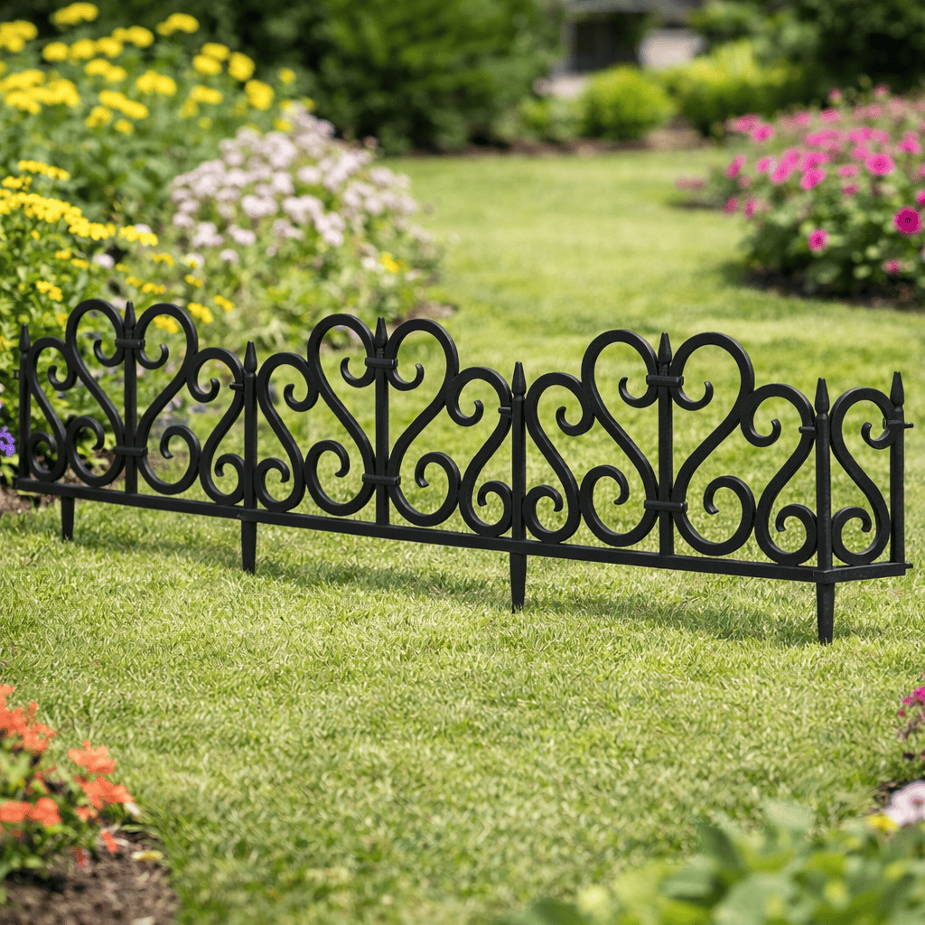 dos6917 Set 4 panouri de gard decorativ gradina, flexibil, PVC, set 4 x 60x33 cm, negru Mob360 - imagine 1