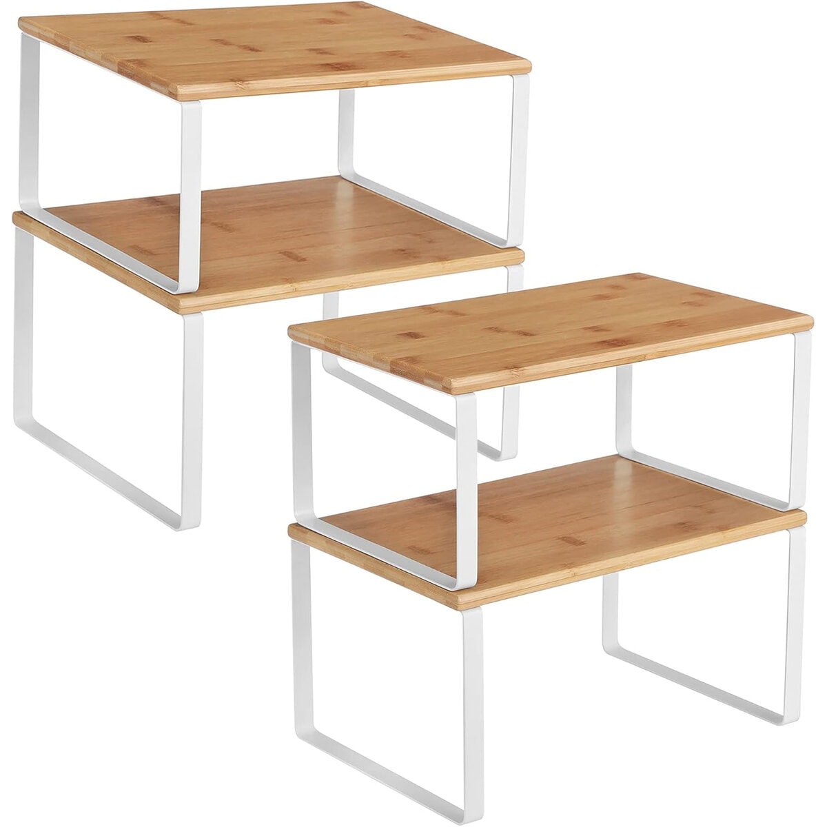 kcs010n01 Set 4 rafturi de bucatarie suprapozabile, pentru ustensile sau condimente, 20x30x16cm, natur si alb Mob360 - imagine 1