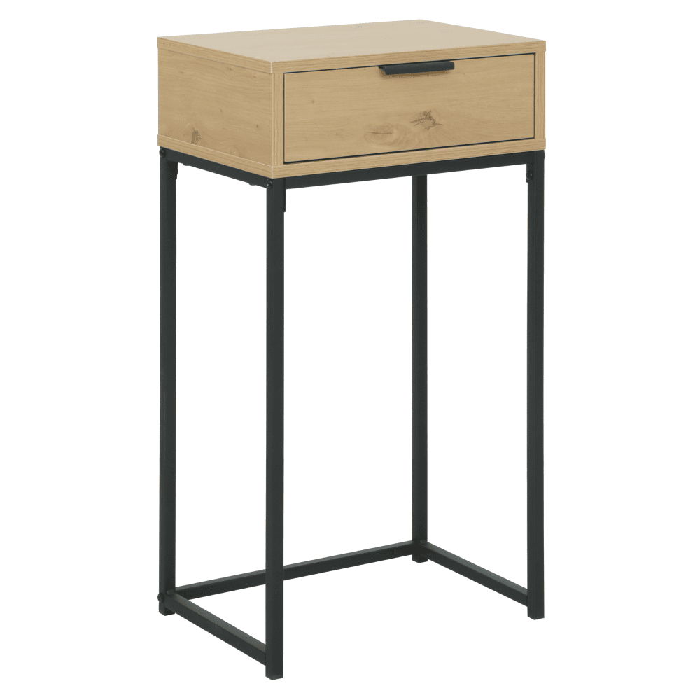 lertos-stolik-dub-cierna-1 Masă cu consolă cu sertar, stejar/negru, LERTOS - imagine 1