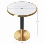 Masă de sufragerie bistro, marmură albă/negru/aur, diametru 80 cm, OREN - imagine 5