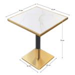 Masă de sufragerie bistro, marmură albă/negru/aur, 70x70 cm, PRESTON - imagine 4