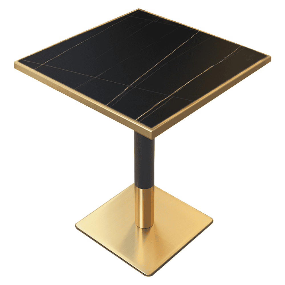 preston-stolik-cierna-zlata-1 Masă de sufragerie bistro, marmură negră/negru/aur, 70x70 cm, PRESTON - imagine 1