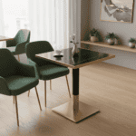 Masă de sufragerie bistro, marmură negră/negru/aur, 70x70 cm, PRESTON - imagine 2