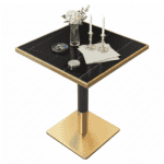 Masă de sufragerie bistro, marmură negră/negru/aur, 70x70 cm, PRESTON - imagine 3
