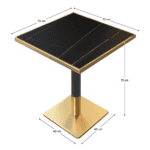 Masă de sufragerie bistro, marmură negră/negru/aur, 70x70 cm, PRESTON - imagine 4