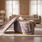 Bancheta tip puf cu depozitare, tapiterie velur, 80x42x42 cm, roz pudrat Mob360 - imagine 4