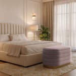 Bancheta tip puf cu depozitare, tapiterie velur, 80x42x42 cm, roz pudrat Mob360 - imagine 7