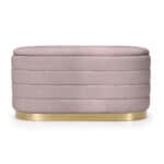 Bancheta tip puf cu depozitare, tapiterie velur, 80x42x42 cm, roz pudrat Mob360 - imagine 9