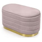 Bancheta tip puf cu depozitare, tapiterie velur, 80x42x42 cm, roz pudrat Mob360
