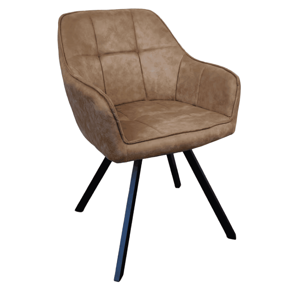 samanta-stolicka-sivohneda-1 Fotoliu pentru sufragerie pivotant, ţesătură cu efect de piele periatăt gri maro, SAMANTA - imagine 1