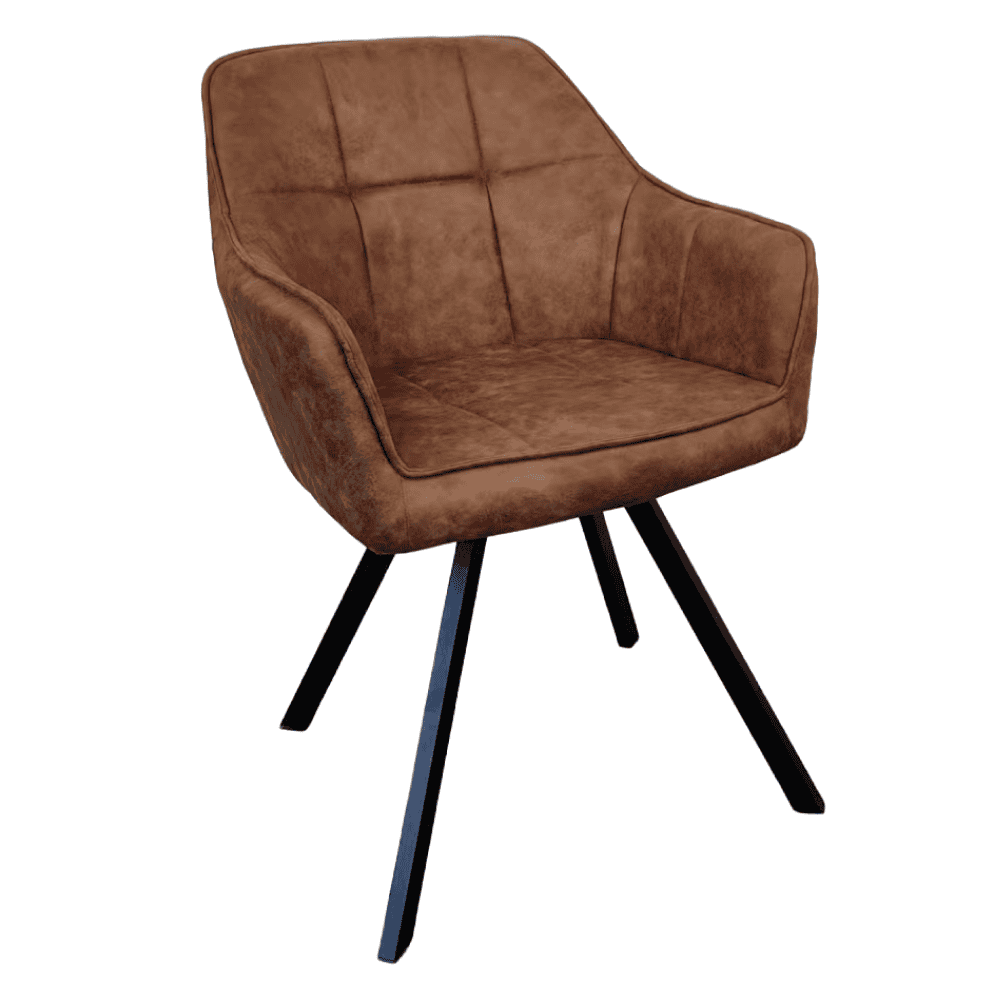 samanta-stolicka-tmavohneda-1 Fotoliu pentru sufragerie pivotant, ţesătură cu efect de piele periată maro închis, SAMANTA - imagine 1