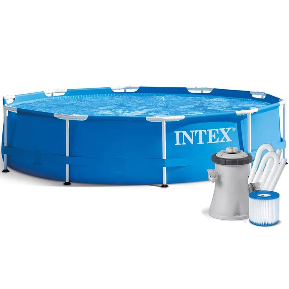 01-24 Piscina cadru metalic Intex, 305x76 cm, 4500 litri, rotunda, cu pompa de filtrare Mob360 - imagine 1