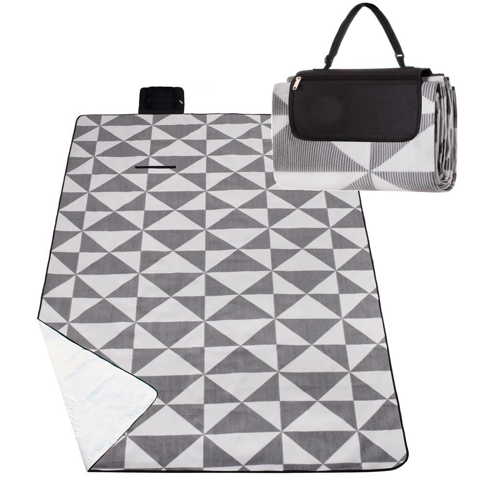 2-31 Patura pentru picnic sau plaja, cu folie izolatoare si maner, 180x220cm, gri Mob360 - imagine 1