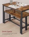 VASAGLE Masa de bar cu 2 banci, design industrial, 110x70x75 cm, maro rustic Mob360 - imagine 4