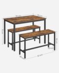 VASAGLE Masa de bar cu 2 banci, design industrial, 110x70x75 cm, maro rustic Mob360 - imagine 5