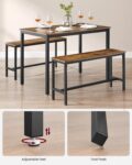 VASAGLE Masa de bar cu 2 banci, design industrial, 110x70x75 cm, maro rustic Mob360 - imagine 6