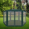 Pavilion cu plasa anti-insecte, fermoar, hexagonal, 200cm, Verde Mob360 - imagine 9