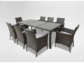 Set mobilier gradina 8 scaune si masa 196x98x73 cm, ratan si cadru otel zincat, blat masa sticla securizata, maro Mob360 - imagine 3