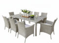 Set mobilier gradina 8 scaune si masa 196x98x73 cm, ratan si cadru otel zincat, blat masa sticla securizata, gri Mob360 - imagine 8