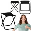 Scaun pliabil pentru camping sau pescuit, cadru metalic, maxim 100 kg, 26x26x34 cm, negru Mob360 - imagine 3