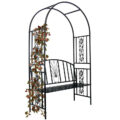 Pergola pentru gradina cu banca, structura metalica solida, 122x58x203 cm, negru Mob360 - imagine 3