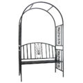 Pergola pentru gradina cu banca, structura metalica solida, 122x58x203 cm, negru Mob360 - imagine 4