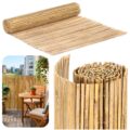 Panou paravan gard din bambus natural, inaltime 150 cm, lungine 500 cm, lamele 15mm, maro natur Mob360 - imagine 2