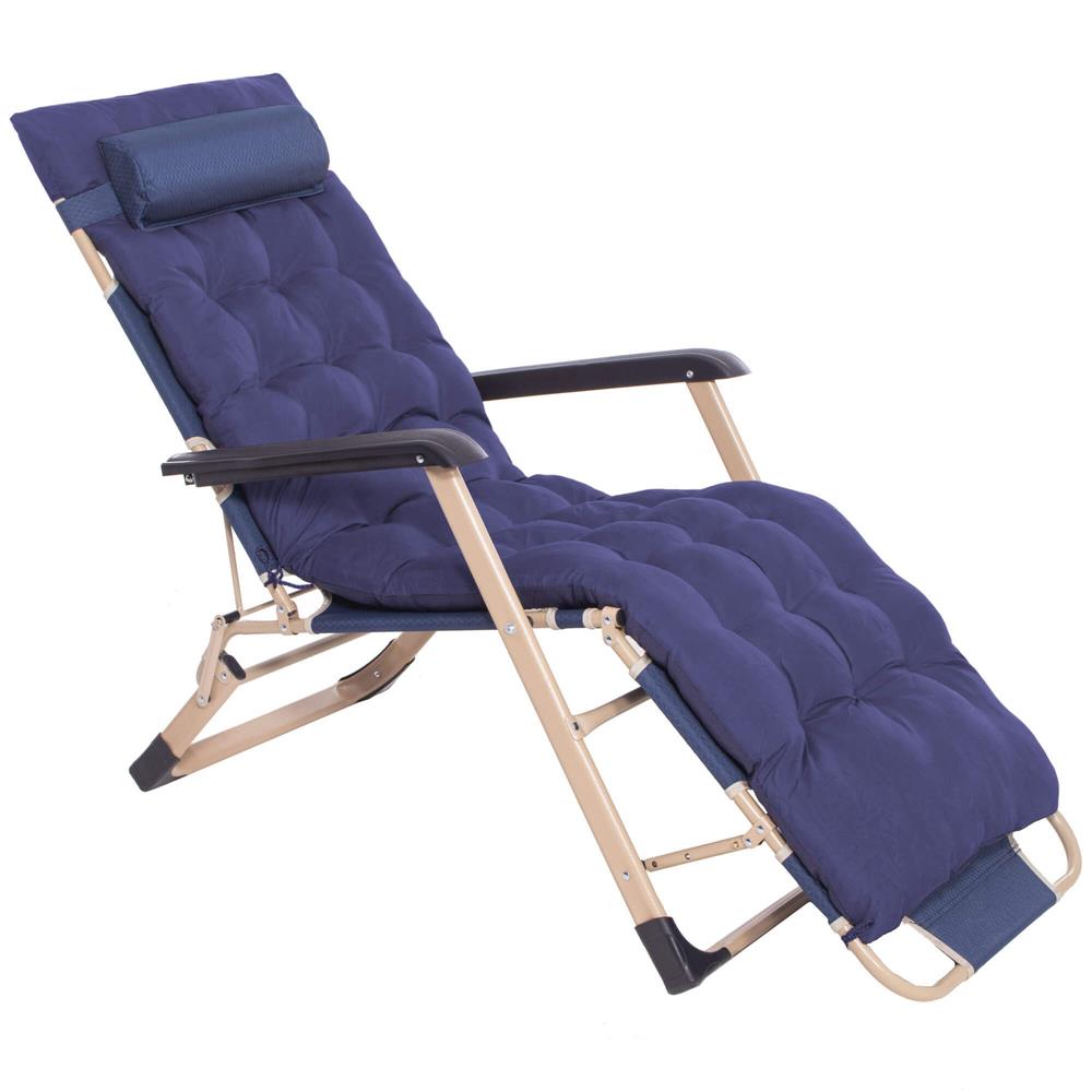 GC0063-01 Sezlong metalic reglabil pe pozitii, cu perna si tetiera, 120kg, albastru Mob360 - imagine 1