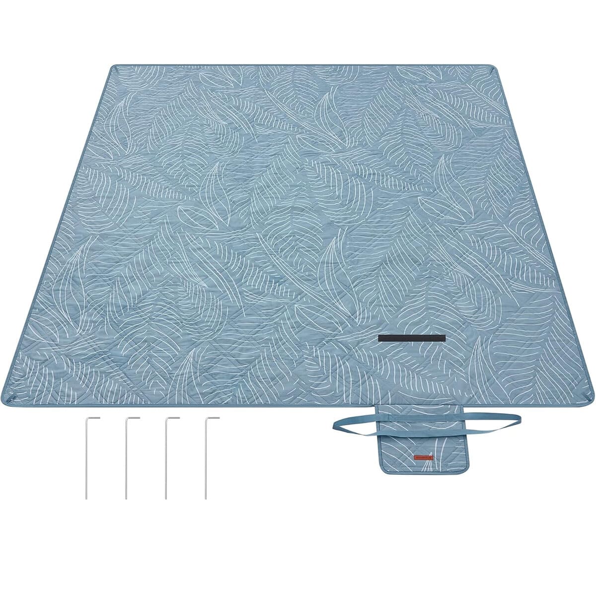 GCM010Q02-10 Patura picnic impermeabila 200x200 cm, cu ancore de fixare, pliabila, lavabila, multistrat, albastru cu model frunze Mob360 - imagine 1