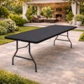 Masa dreptunghiulara pliabila multifunctionala, pentru gradina sau evenimente, 240x75x74 cm, negru Mob360