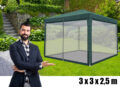 Set 4 pereti pentru pavilion gradina cu plasa tantari si acoperis, material PE 100 g/m2, 300x200 cm, verde Mob360 - imagine 4